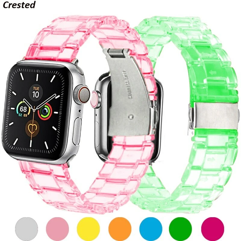 Transparent Resin Strap For Apple Watch Band 42mm 40mm Correa 44mm