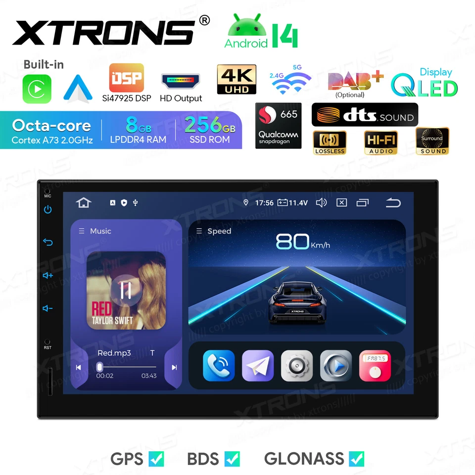 7" Android 14 Qualcomm 8Core 8+256GB Car Stereo GPS SatNav Radio DTS 4K WiFi USB - Image 2 of 4