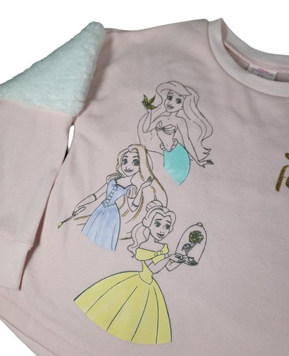 Disney Girls Sweater Ariel, Rapunzel, Belle Pink "create your own fairytale" top - Picture 3 of 9
