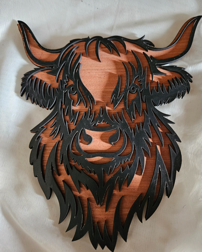 Hochlandkuh Wandbehang, Lasercut, Holz, Wohndeko, rustikal, Farbvariation - Bild 16 von 16