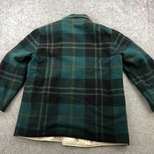 Vintage Pendleton Jacket Mens Medium Green Tartan Wool Reversible 1950s - Picture 10 of 19