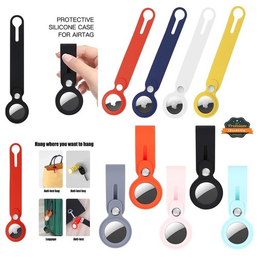 For Apple Airtag Case Key Ring with Loop Silicone Soft Hanging & Anti-Lost Hook - Picture 1 of 73