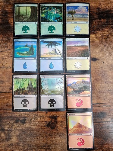MTG ⭐Modern Horizons 2 MH2 ⭐Foil Basic Land Set NM+ ⭐10x cards: 1x of Art Magic