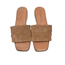 MATISSE Brown Leather “Hamptons ” Basketweave Clogs Sandals, Size 7