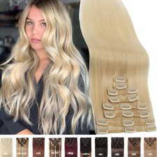 20-60cm Dick Clip In Haar Extensions Haarverlängerung Echthaar 8 Tressen Hair 8A