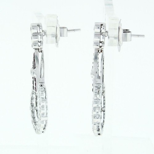 2.58TCW Milgrain Bezel Set White CZ & Channel Set Ruby Open Circle Women Earring - Picture 3 of 7
