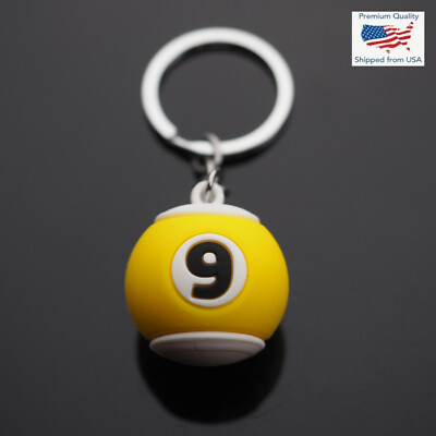 8 Ball Pool Black Keyring Keychain - Cymru Cues