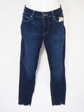 Paige Dark Wash Verdugo Ankle Raw Hems Blue Jeans, Size 27