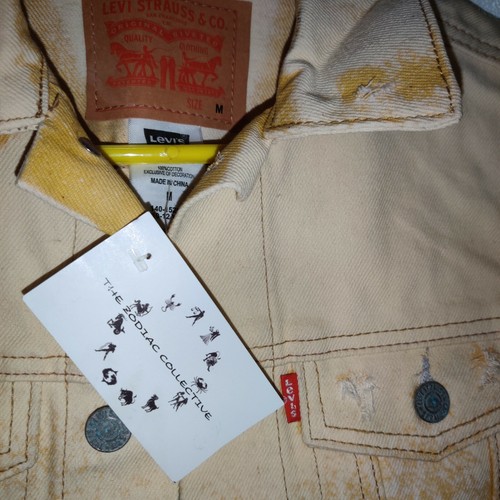 NEW Custom Levis The Zodiac Collective Denim Vest Size M Mustard Yellow - Picture 4 of 8