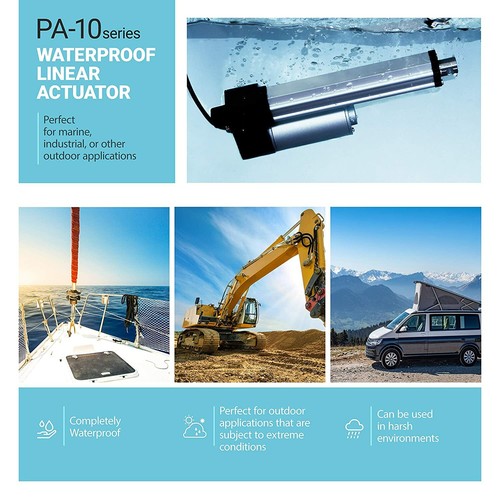 12V Industrial Linear Actuator (2"-36" stroke, 450 lbs. force) - PA-10 model - Picture 5 of 6