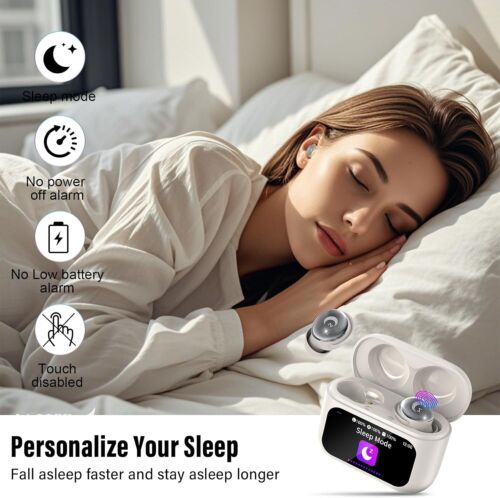Schlafkopfhörer Bluetooth 5.4 Kopfhörer Mini mit Touchscreen In Ear Kopfhörer Ka - Bild 2 von 8