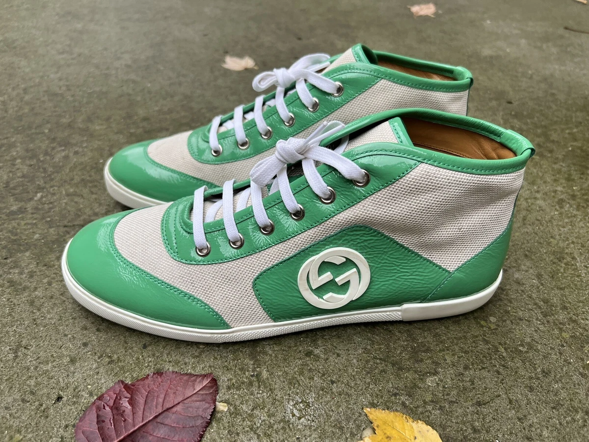 ✨GUCCI✨GG Interlocking Sneakers Logo Athletic Shoes Green Canvas EU39.5 | eBay