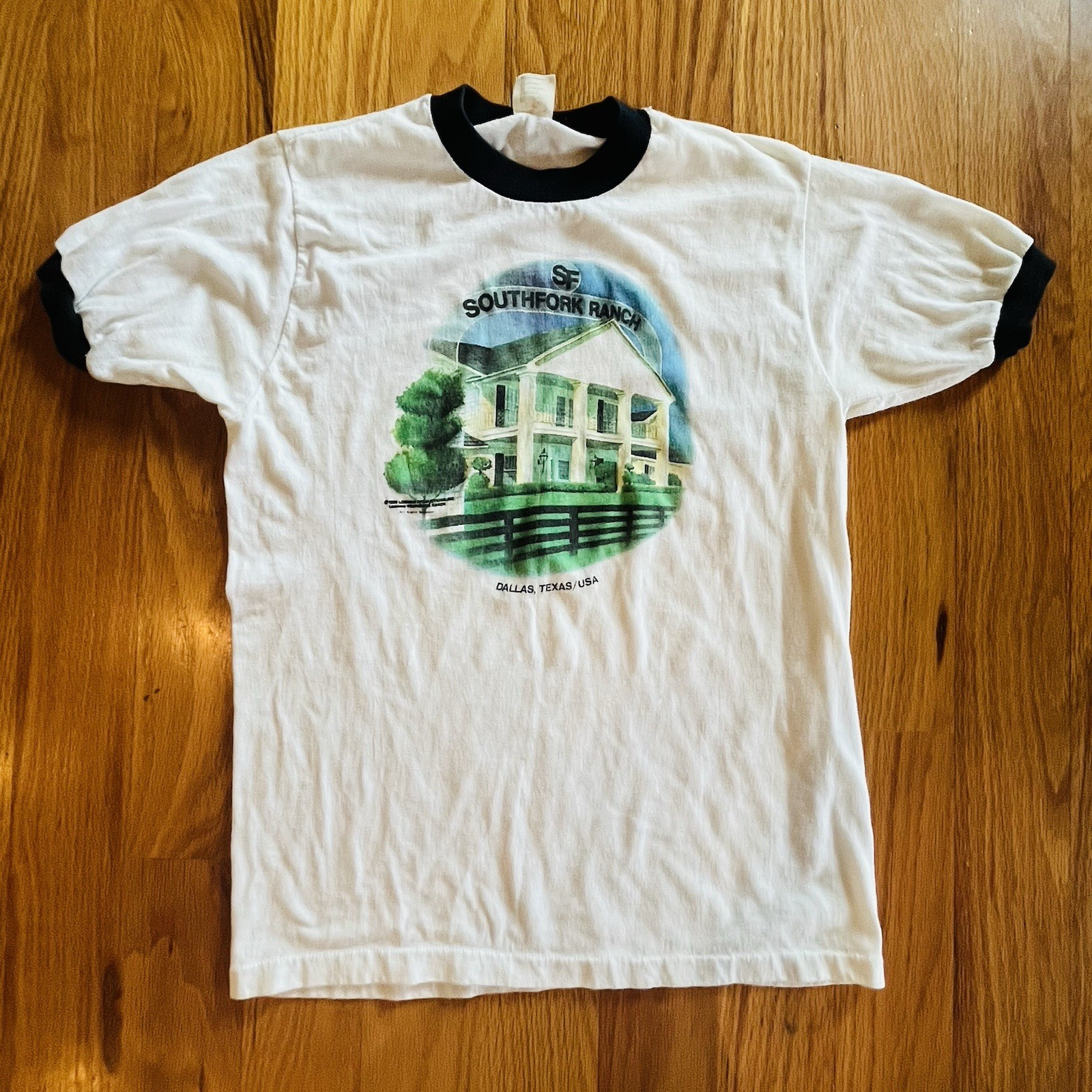 Vintage 70s 80s Dallas Southfork Ranch Retro TV Show Ringer Tee Women's Medium