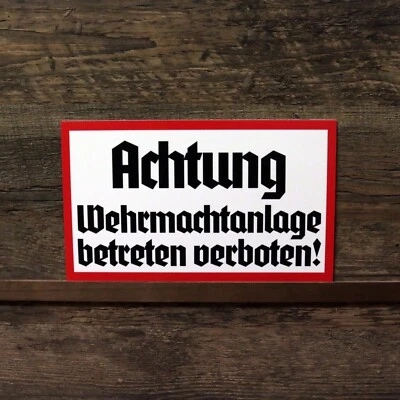 OLDSCHOOL-ROAD-SIGN O.R.S. Schild Achtung Wehrmachtanlage WK2 WW2 Retro Hinweisschild Warnschild Wehrmacht