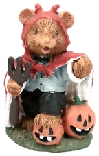 Vintage Halloween Red Devil Bear Figurine 1990s
