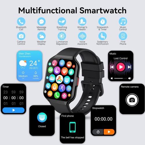 Smart Watch Answer/Make Calls, 1.96" HD Touch Screen Fitness Watch - 第 9/9 張圖片