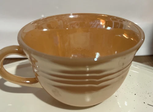 Vintage Coffee Cup Fire King Peach Luster Banded