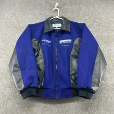 VINTAGE NHRA Jacket Mens XL Purple Black Bomber Varsity Leather Wool Mopar 90s