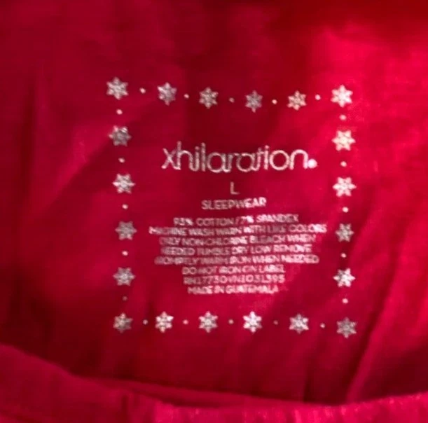Xhilaration Sleepwear Women's Solid Red Long Sleeve Pajama T Shirt Size L - Image 2 of 4