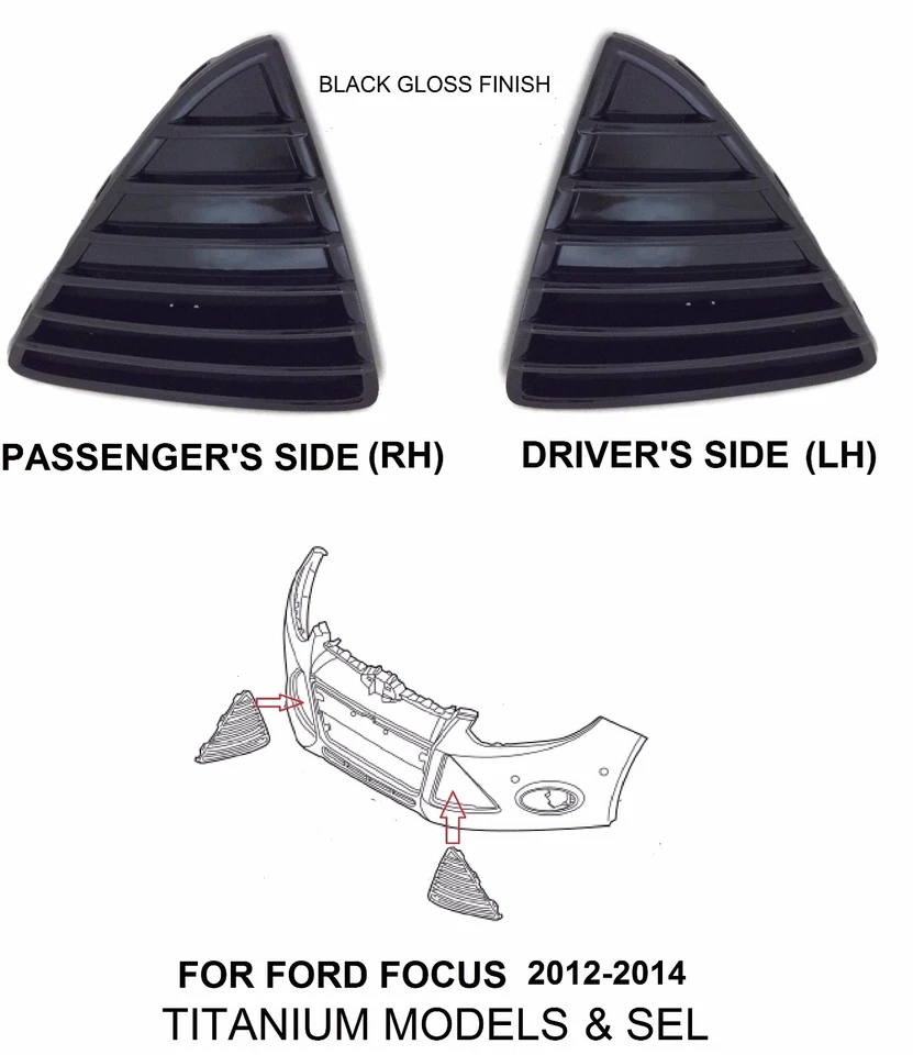 FRONT BLACK LOWER BUMPER & RADIATOR GRILLES FOR 2012-2014 FOCUS TITANIUM, SEL  Foto 3 de 3