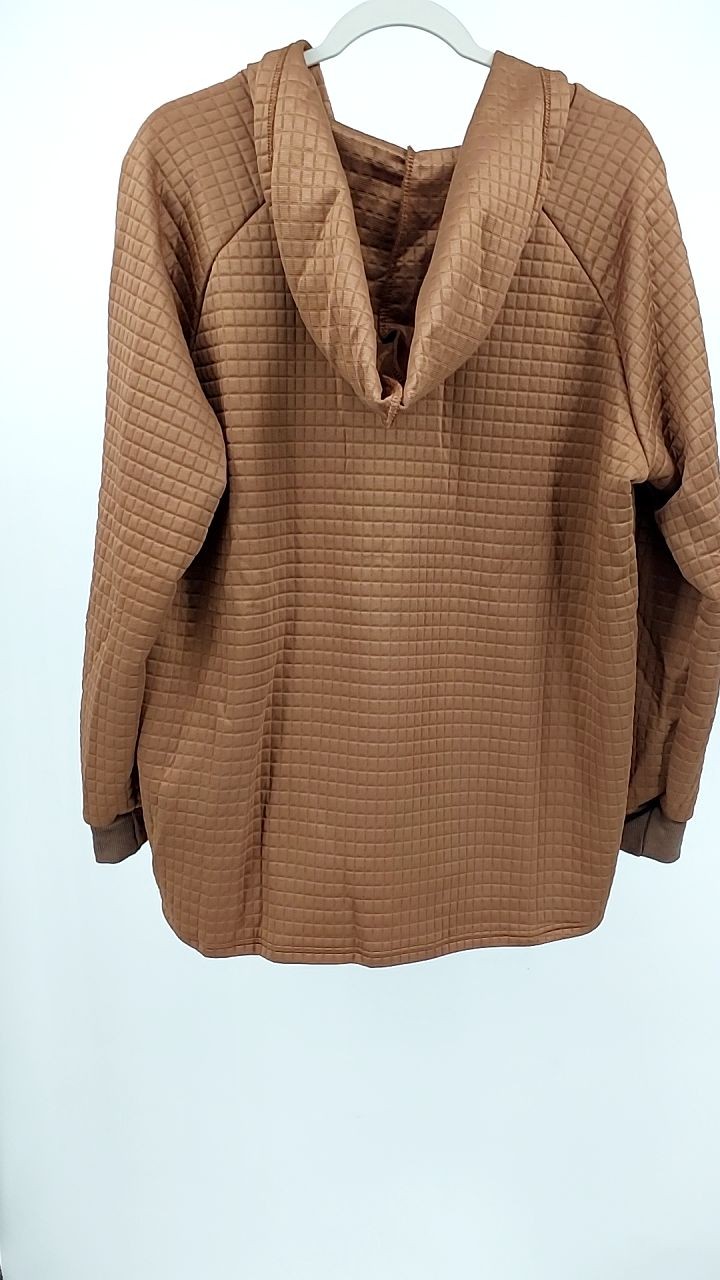 Full Size Texture Button Detail Drawstring Long S… - image 3