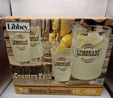 Libbey 7-pc Country Folk 48 Oz Lemonade Pitcher & 15.8 Oz Glass Cups Server Set