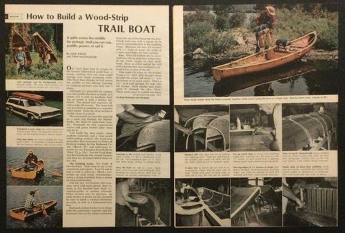 “How to Build a Wood-Strip Trail Boat” 1973 PLANS 16’ Redwood Sail~Square Stern