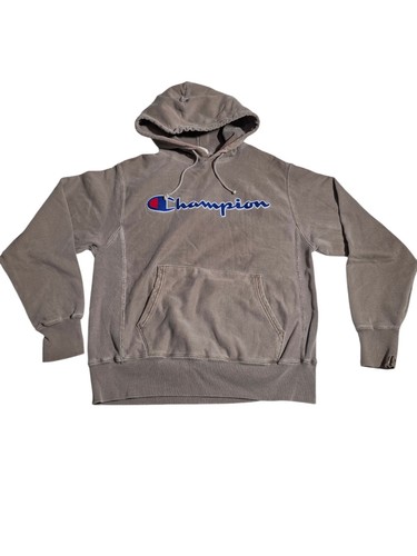 Vintage Champion Reverse Weave Hoodie 1990s Script Logo Brown Medium BG - Image 1