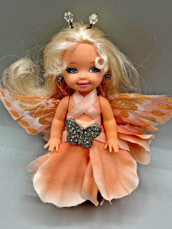 ~DS LOT N DRESSED BARBIE DOLL KELLY OOAK HANDMADE ORANGE BUTTERFLY DRESS