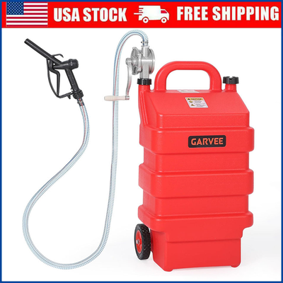 #ad 16 Gallon 60L Fuel Caddy Portable Gas Storage Tank with Manual Pump amp; Hose Red $104.40