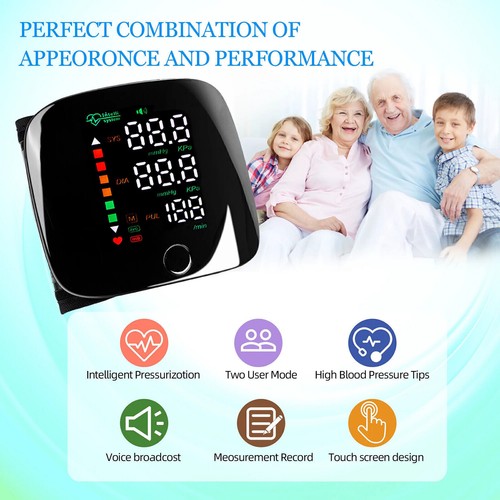 LED Wrist Blood Pressure Monitor Automatic BP Machine Digital Cuff ...