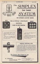 SIMPLEX STEEL CONDUIT Co Multiple Switch Boxes - Antique Engineering Advert 1905