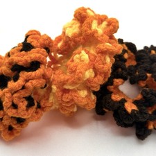 3 Set Halloween Crocheted Fashion Hair Scrunchies Orange Black Girls Women Fun