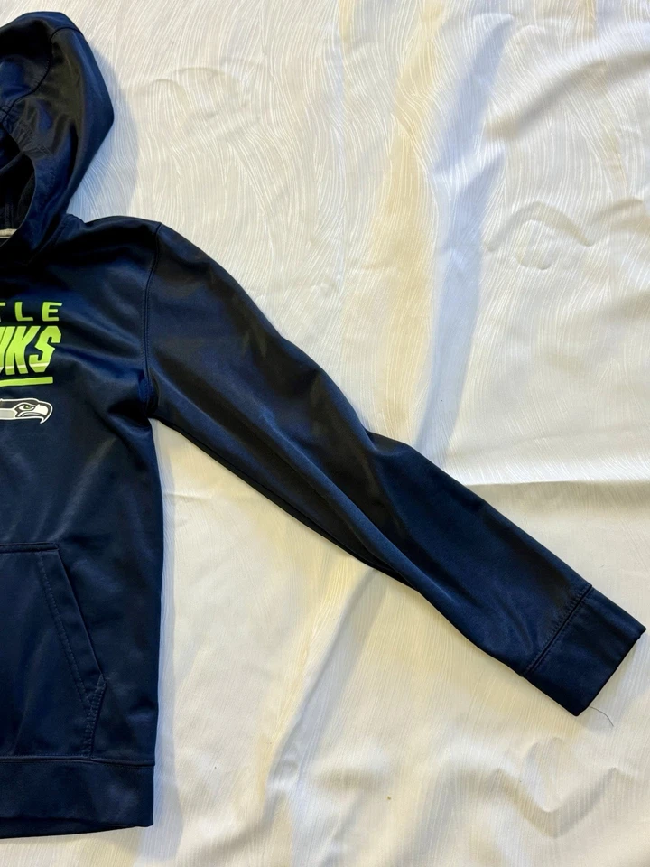 Seattle Seahawks Youth XL 18/20 Hoodie NFL Team Apparel Navy Neon Green - Image 2 of 4