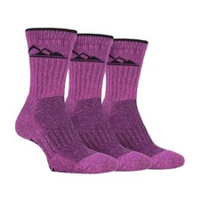 Image of 3 Pack Ladies Cushion Sole Outdoor Cotton Rich Hiking Socks