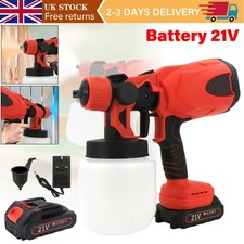 Cordless Paint Sprayer Fence Wall Airless 21V HVLP Spray Gun with Battery UK