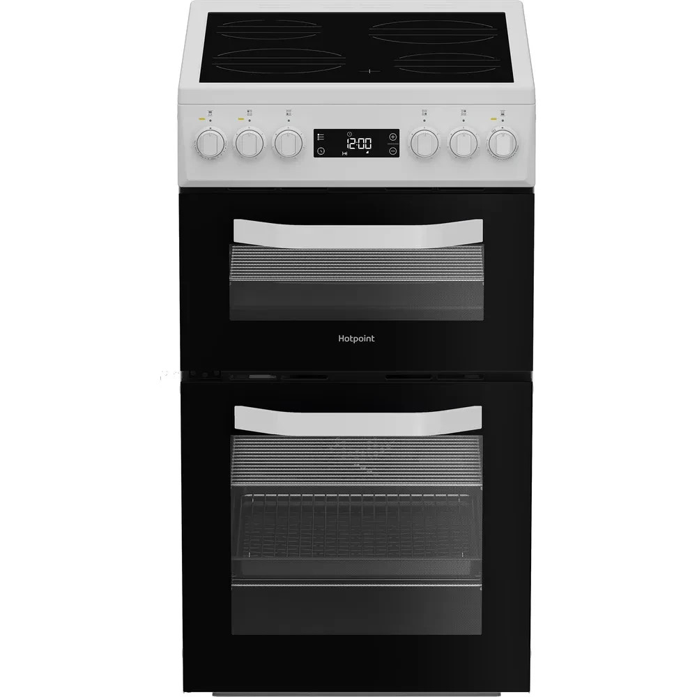 Hotpoint HDE5VDCW 50cm Electric Cooker, Electric Oven, Grill, 4 Zone Ceramic Hob