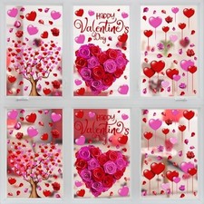 6 Sheets Valentines Day Window Clings, Watercolor Hearts Tree Roses Heart