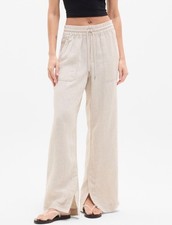 Athleta Retreat linen wide leg pant- large- natural- nwot