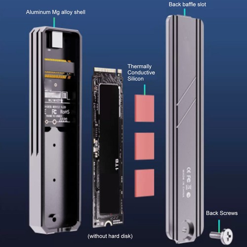 M.2 NVME SSD Enclosure USB 3.1 10Gbps Supports 2TB Plug And Play SSD Enclosur FY - Afbeelding 20 van 24