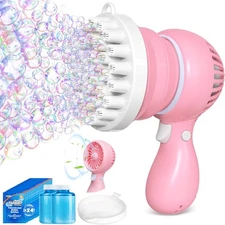 Sloosh Bubble Machine Gun with Solution Refill, Removable Fan, Rocket Pink 