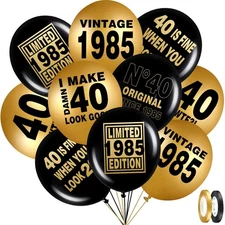 40th Black and Gold Balloons for 40th Birthday Party Decorations, Balloons de...