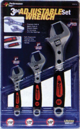 PERFORMANCE TOOL 3 PC ADJUSTABLE WRENCH SET W30703 - Picture 2 of 2