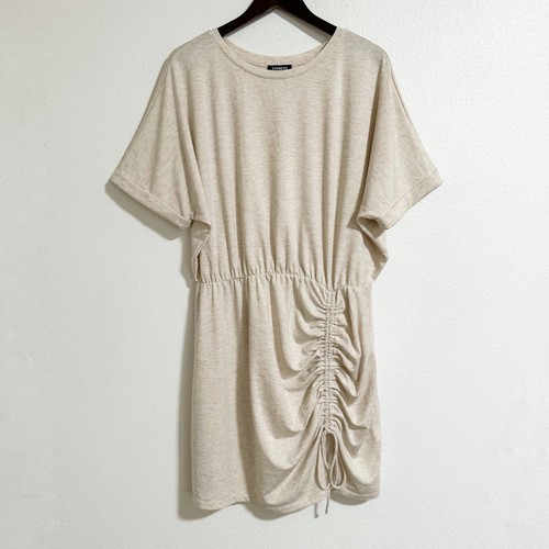 Abito maglietta Express French Terry maglia ruched avena erica taglia XL - Foto 2 di 12