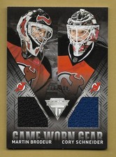 MARTIN BRODEUR CORY SCHNEIDER 2013 PANINI TITANIUM JERSEY RELIC #/300 NHL