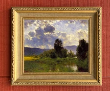 Hudson River School Style Tonalist Canvas Print “Fields of Saugerties” 16" x 20"