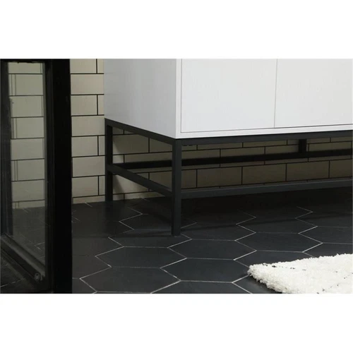 Elegant Decor Eugene 60" Aluminum and MDF Double Bathroom Vanity in White - Picture 5 of 8