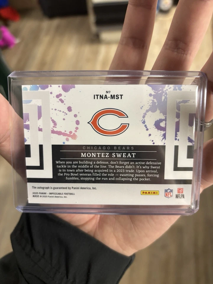 2025 Panini Impeccable Football Chicago Bears Montez Sweat Auto /5  - Image 2 of 4