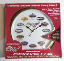 New - Corvette 50th Anniversary Clock With Realistic Sounds