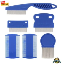 6pcs Pet Flea Comb Set – Fine Tooth Stainless Steel Grooming & Dematting